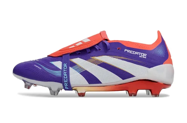 Adidas Predator Bottes de football basses sans lacets violet rouge système de fermeture à double sangle terrain ferme 8