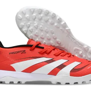 Adidas Predator 红白 低帮 合成革面 三条纹侧边 草皮 足球鞋