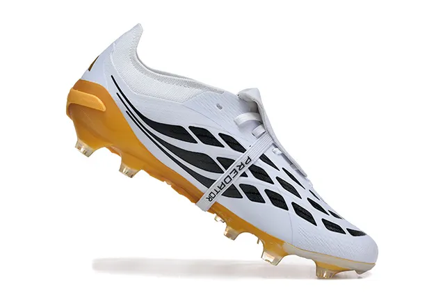 Adidas Predator Zapatos de fútbol blanco y oro para terreno firme 3
