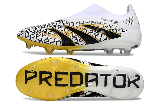Adidas Predator Blanc Noir Sans Lacets Collet Fit à Chaussette Superposition de Bande Asymétrique Terrain Ferme Chaussures de Football 6