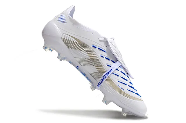 Adidas Predator Blanco Azul Capa Sintética Acabados de Marca Campo Firme Zapatos de Fútbol 2