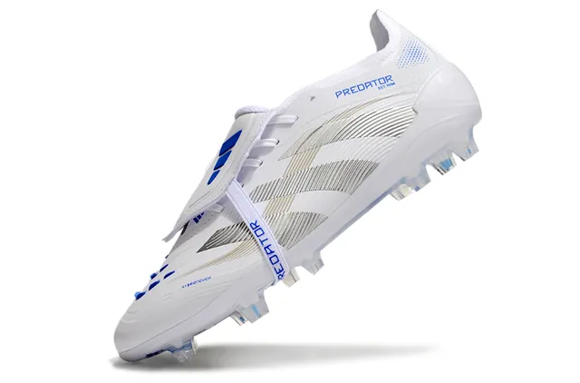 Adidas Predator Blanco Azul Capa Sintética Acabados de Marca Campo Firme Zapatos de Fútbol 3