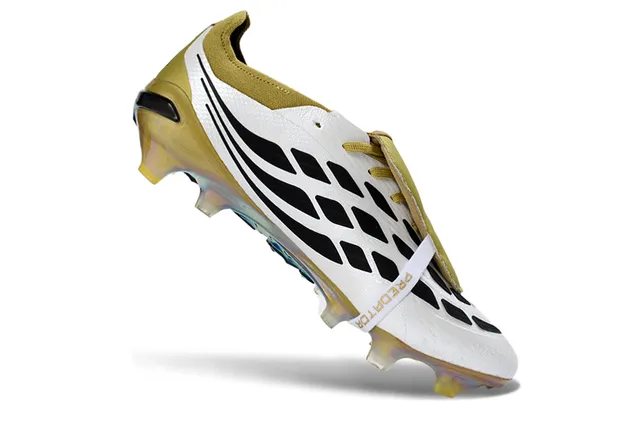 Adidas Predator Chaussures de foot blanc or sans lacets fermeture sangle contrefort irisé holographique terrain ferme 2