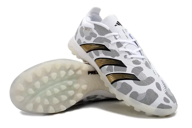 Adidas Predator Blanc Or Bas Lacets Motif Supérieur Synthétique Turf Chaussures de Football 4