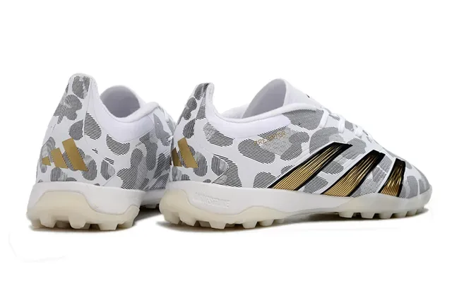 Adidas Predator Blanc Or Bas Lacets Motif Supérieur Synthétique Turf Chaussures de Football 5