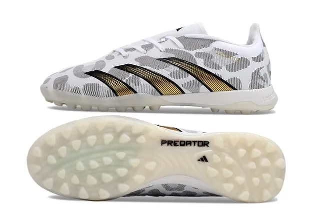 Adidas Predator Blanc Or Bas Lacets Motif Supérieur Synthétique Turf Chaussures de Football 6