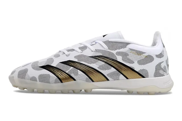 Adidas Predator Blanc Or Bas Lacets Motif Supérieur Synthétique Turf Chaussures de Football 7