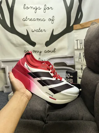 Adidas Red White Lightweight Racing Silhouette Gradient Midsole Running Shoes 5
