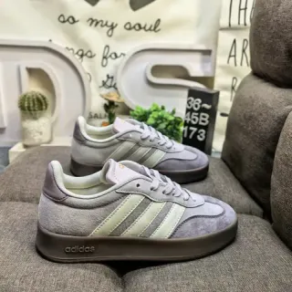 Adidas Spezial رمادي بيج جلد مدبوغ علوي لوح جانبي ثلاث خطوط أحذية أسلوب حياة