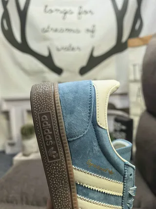 Adidas Spezial Cinza Claro e Azul Camurça Tênis Lifestyle 13
