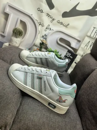 Adidas Superstar Dumbo Collaboration Zapatillas Lifestyle Blancos y Verde Menta 7