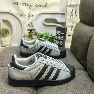 Adidas Superstar Light Gray and Black Lifestyle Sneakers