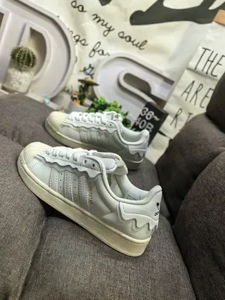 Adidas Superstar 薄荷绿和白色生活方式运动鞋 7