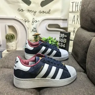Adidas Superstar نيفي سويد أبيض شيل-تو لايفستايل سنيكرز