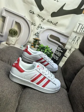 Adidas Superstar White and Red Lifestyle Sneakers 9