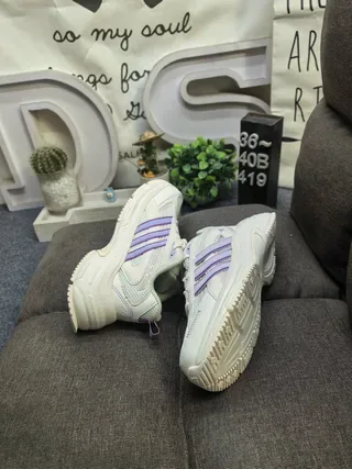 Adidas Chaussures Lifestyle Blancs Noirs Semelle Épaisse Trois Rayures Cage 6