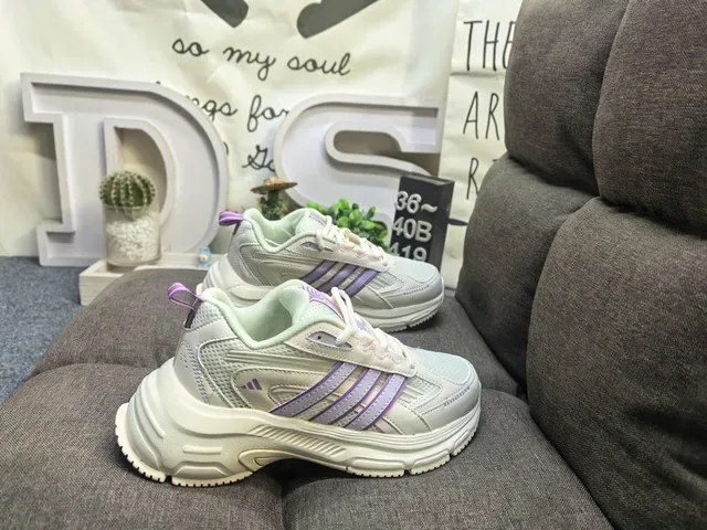 Adidas Chaussures Lifestyle Blancs Noirs Semelle Épaisse Trois Rayures Cage 11