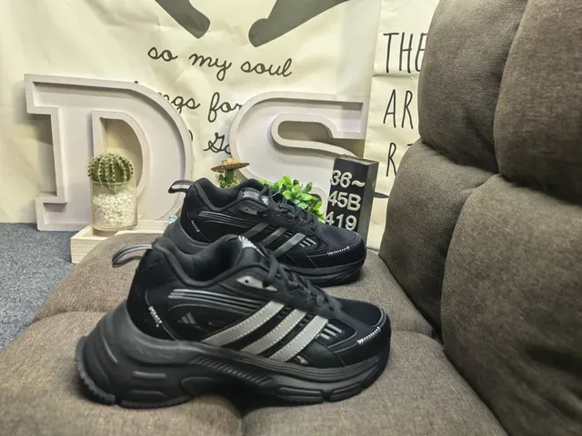 Adidas Chaussures Lifestyle Blancs Noirs Semelle Épaisse Trois Rayures Cage 21