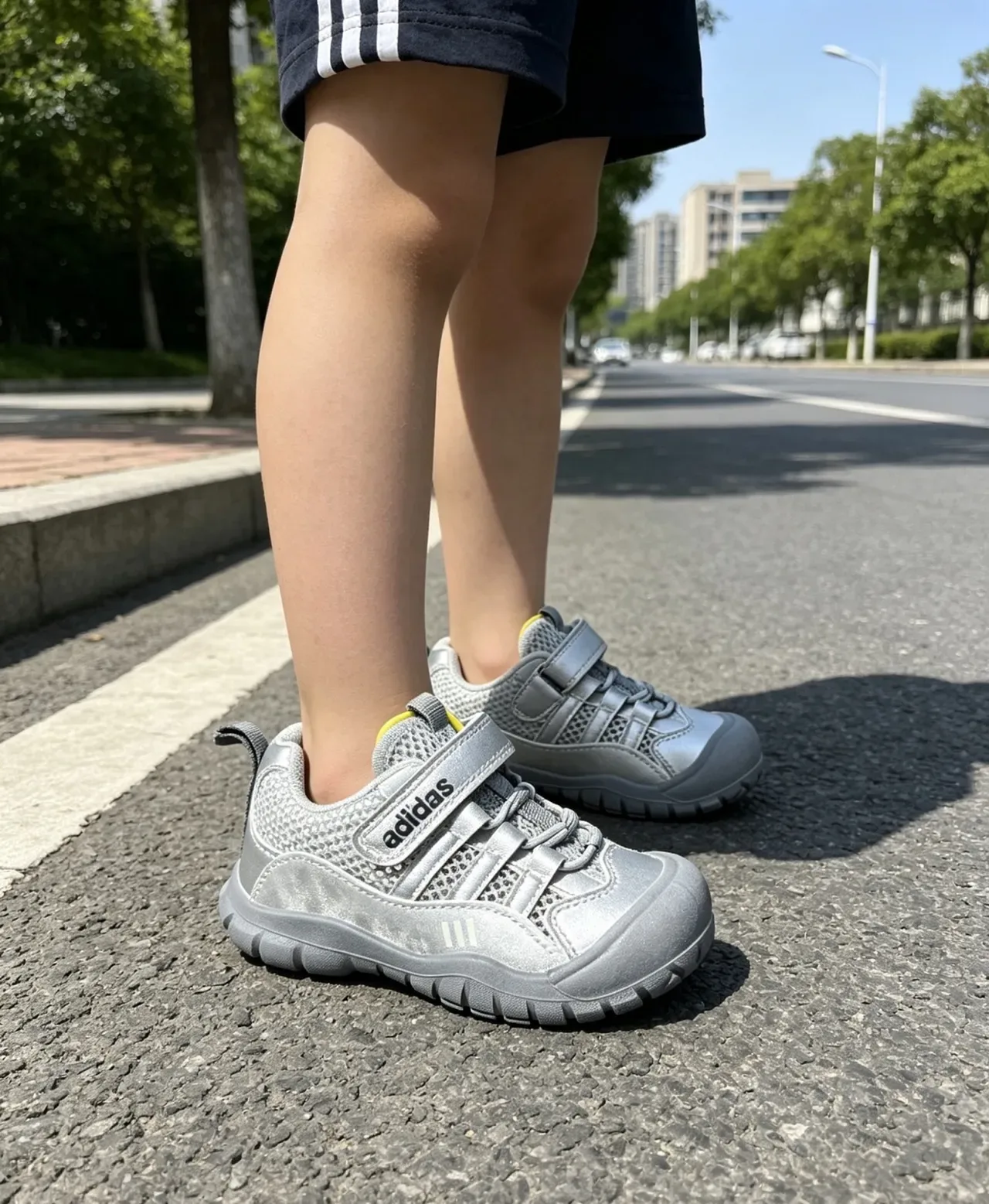 Adidas Blanc et Gris Velcro Fermeture de Courroie Mesh-and-Synthetic Supérieur Sneakers Lifestyle 11