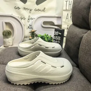 Adidas White Molded Monochrome Three-Stripe Side Detail Clog