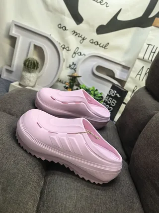 Adidas White Molded Monochrome Three-Stripe Side Detail Clog 6