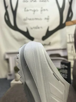 Adidas White Molded Monochrome Three-Stripe Side Detail Clog 12