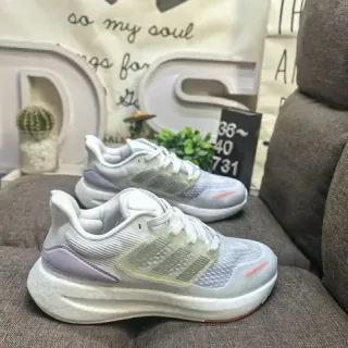 Adidas أبيض بنفسجي نسيج علوي شفاف خطوطي قفص نمط حياة أحذية رياضية