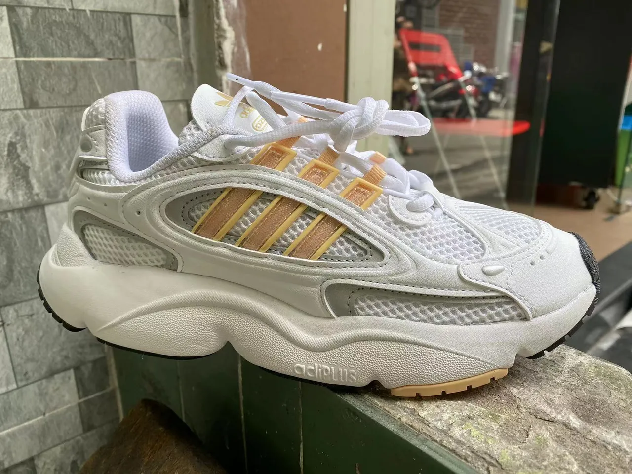 Adidas White Yellow Platform Sole Mesh And Synthetic Overlay Construction Chunky Sneakers 2