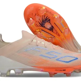 Adidas X Beige Orange लो-कट सिंथेटिक अपर इरिडेसेन्ट ग्रेडिएंट फिनिश फर्म-ग्राउंड फुटबॉल जूते