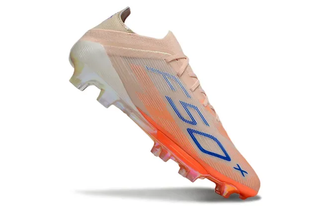 Adidas X Beige Orange लो-कट सिंथेटिक अपर इरिडेसेन्ट ग्रेडिएंट फिनिश फर्म-ग्राउंड फुटबॉल जूते 2