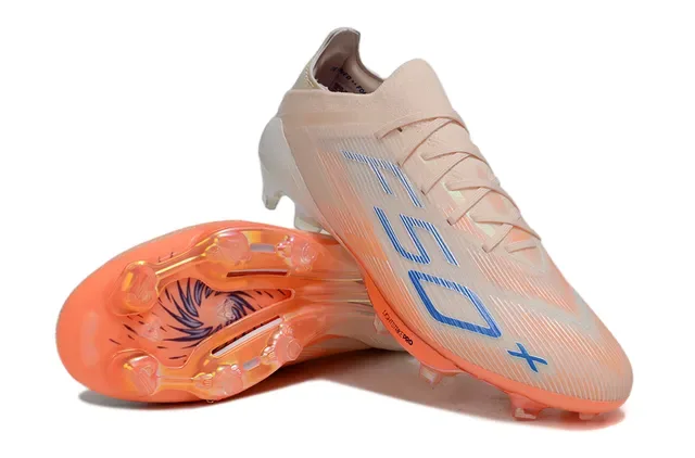 Adidas X Beige Orange लो-कट सिंथेटिक अपर इरिडेसेन्ट ग्रेडिएंट फिनिश फर्म-ग्राउंड फुटबॉल जूते 4