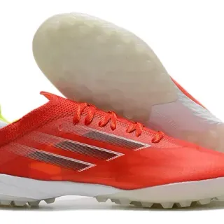 Adidas X Vermelho Branco Low-Cut Upper Sintético Malha Turf Sapatos de Futebol