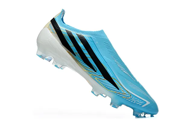 Adidas X Speedportal Zapatos de fútbol azul claro negro dorado para terreno firme 4