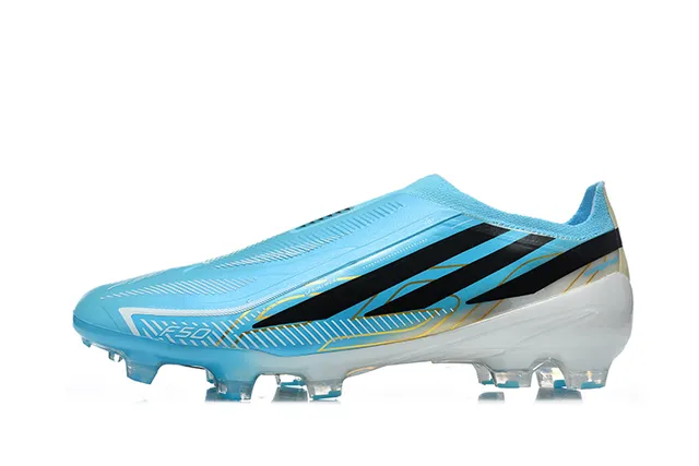 Adidas X Speedportal Zapatos de fútbol azul claro negro dorado para terreno firme 6