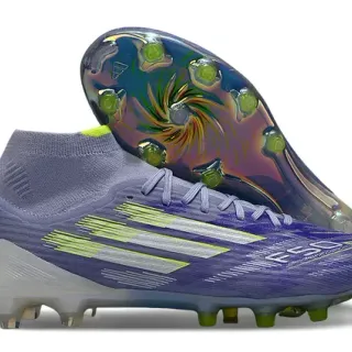 Zapatos de fútbol Adidas X Speedportal morado y verde neón para terreno firme