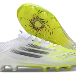 Adidas Amarillo Blanco Low-Cut Upper Sintético Translucente Neón Suela Firm-Ground Zapatos de Fútbol
