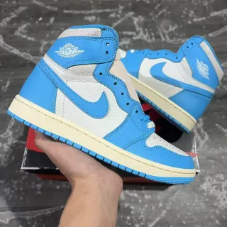 Air Jordan 1 Tênis de Basquete Azul e Branco de cano alto