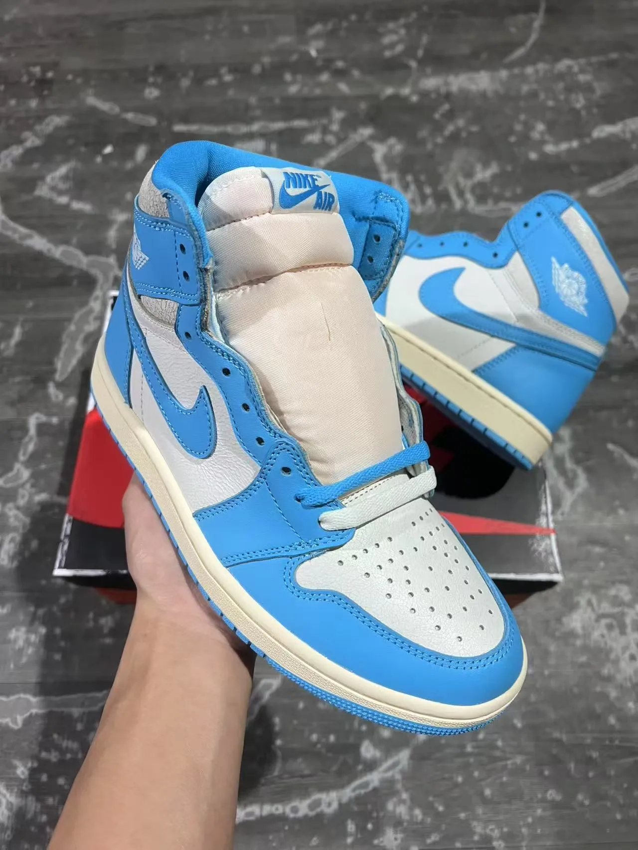 Air Jordan 1 Zapatillas de baloncesto azul y blanco de alto 2