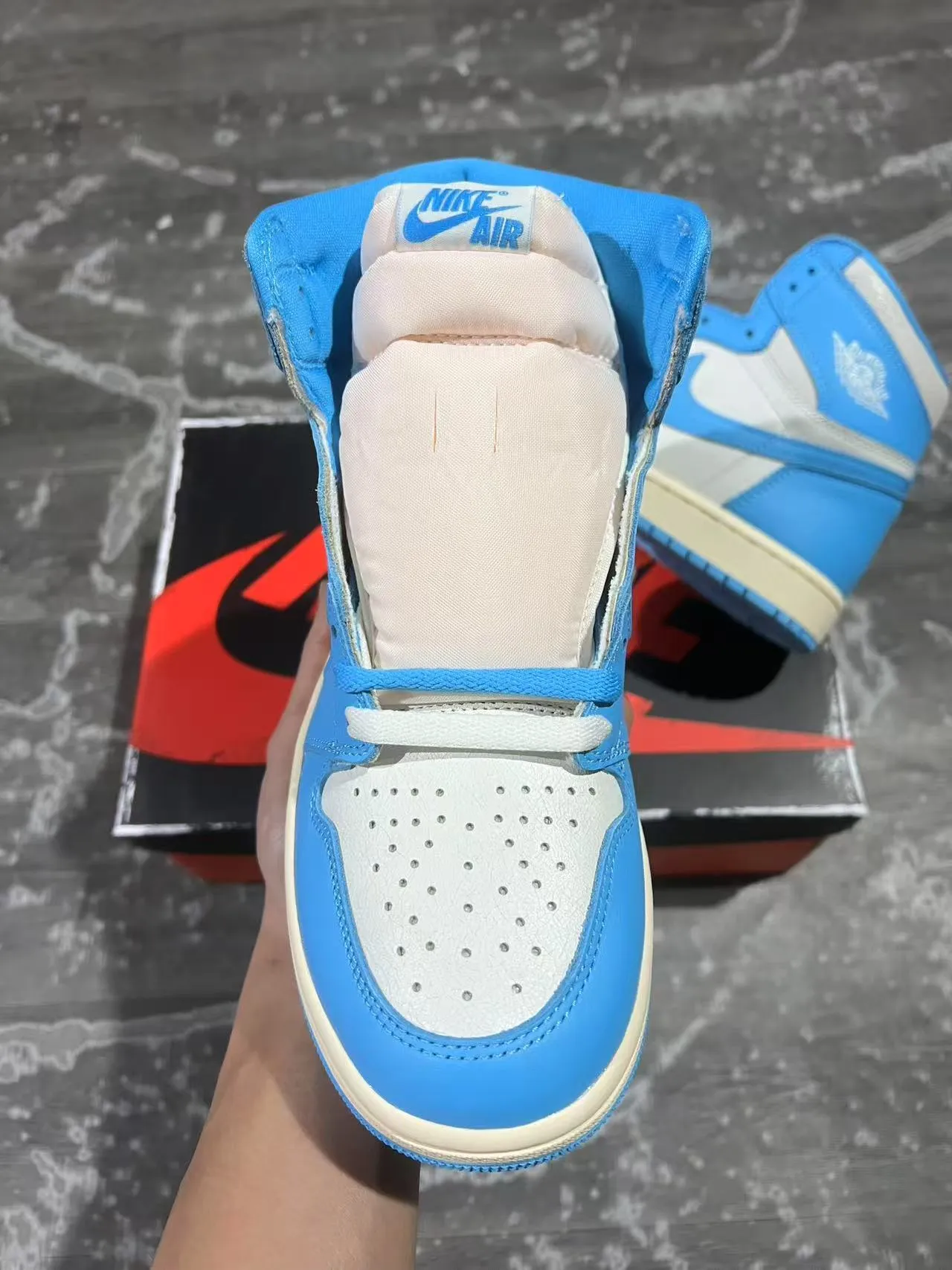 Air Jordan 1 Zapatillas de baloncesto azul y blanco de alto 3
