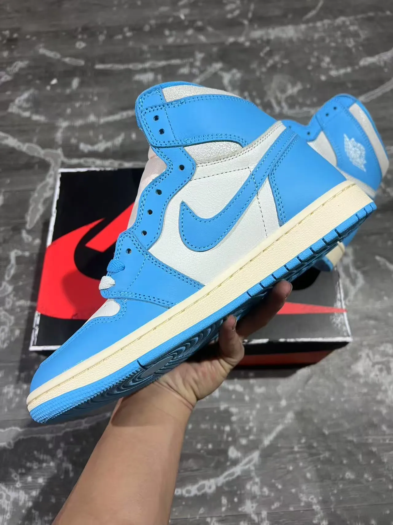 Air Jordan 1 Zapatillas de baloncesto azul y blanco de alto 5