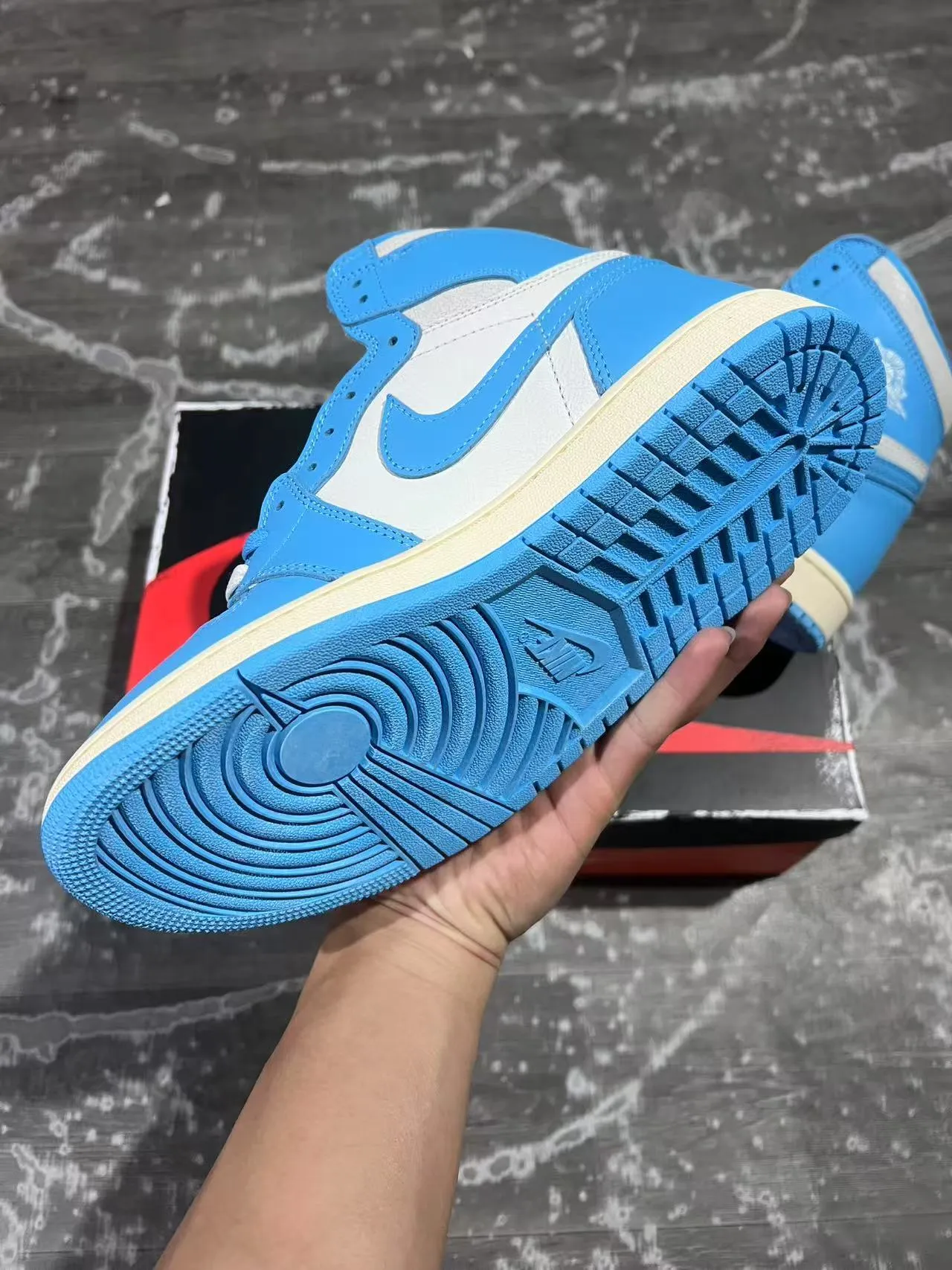 Air Jordan 1 Zapatillas de baloncesto azul y blanco de alto 6