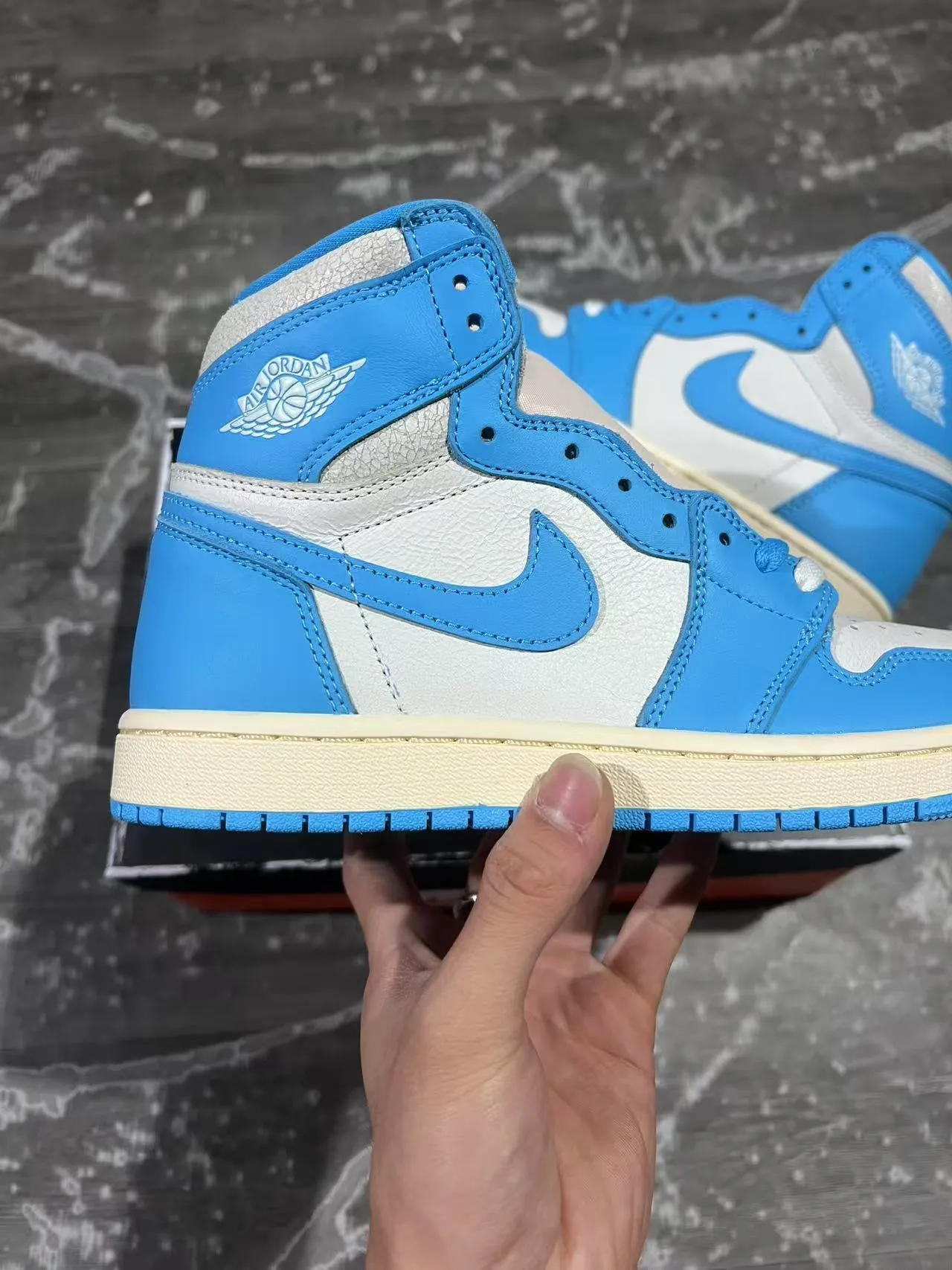 Air Jordan 1 Zapatillas de baloncesto azul y blanco de alto 7