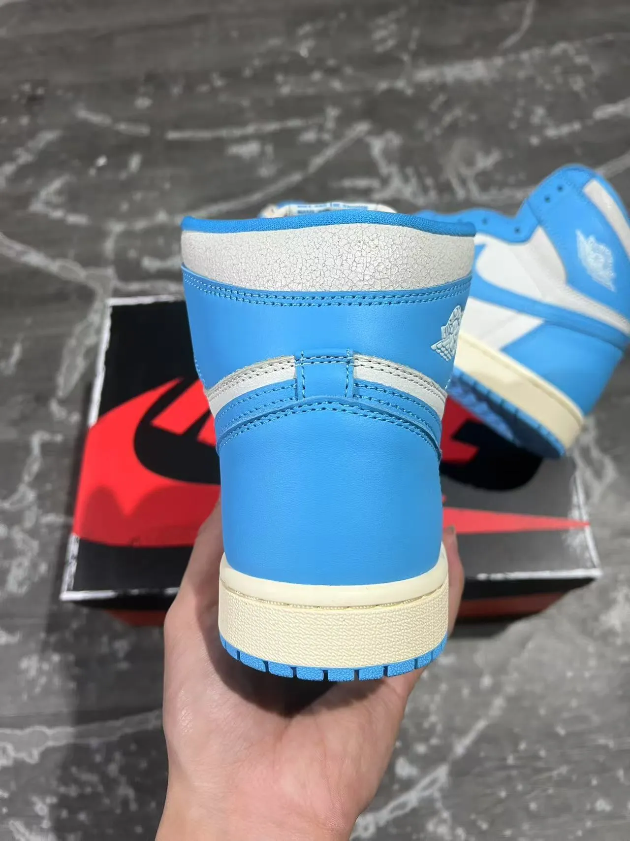 Air Jordan 1 Zapatillas de baloncesto azul y blanco de alto 8