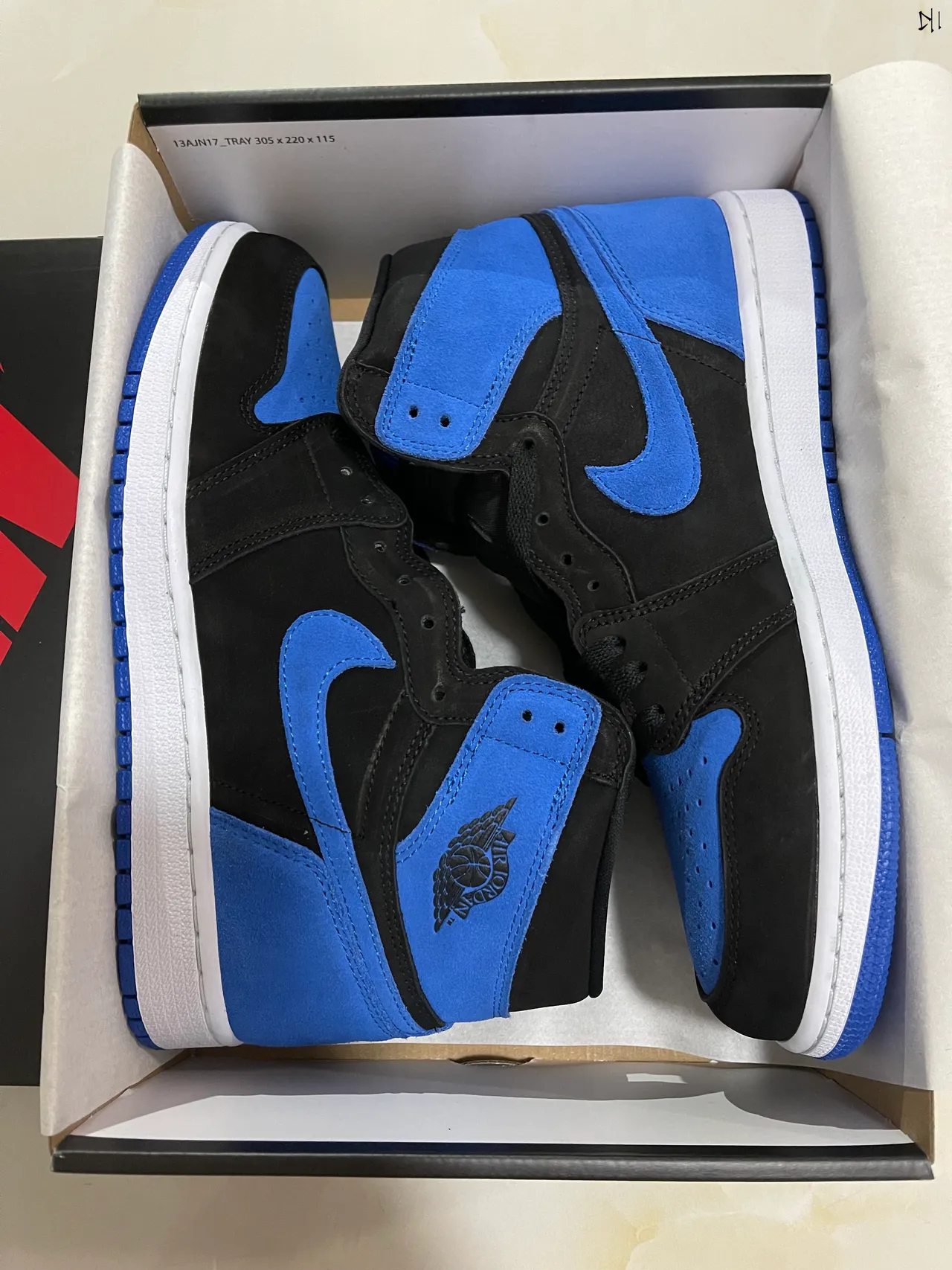 Air Jordan 1 High 黑色皇家蓝麂皮篮球鞋 9
