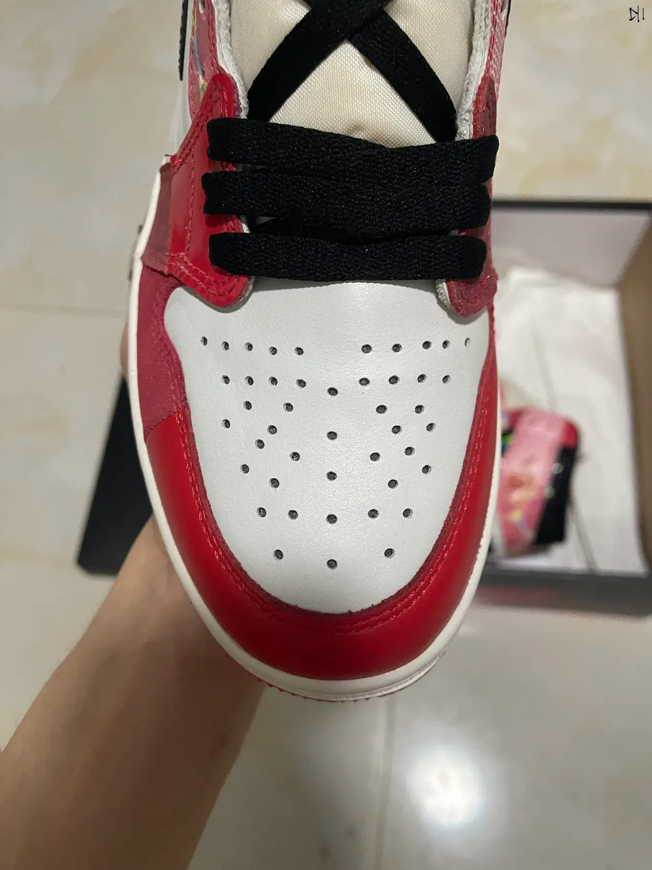 Air Jordan 1 High Multi-Material Red White Black Basketball Shoes 3