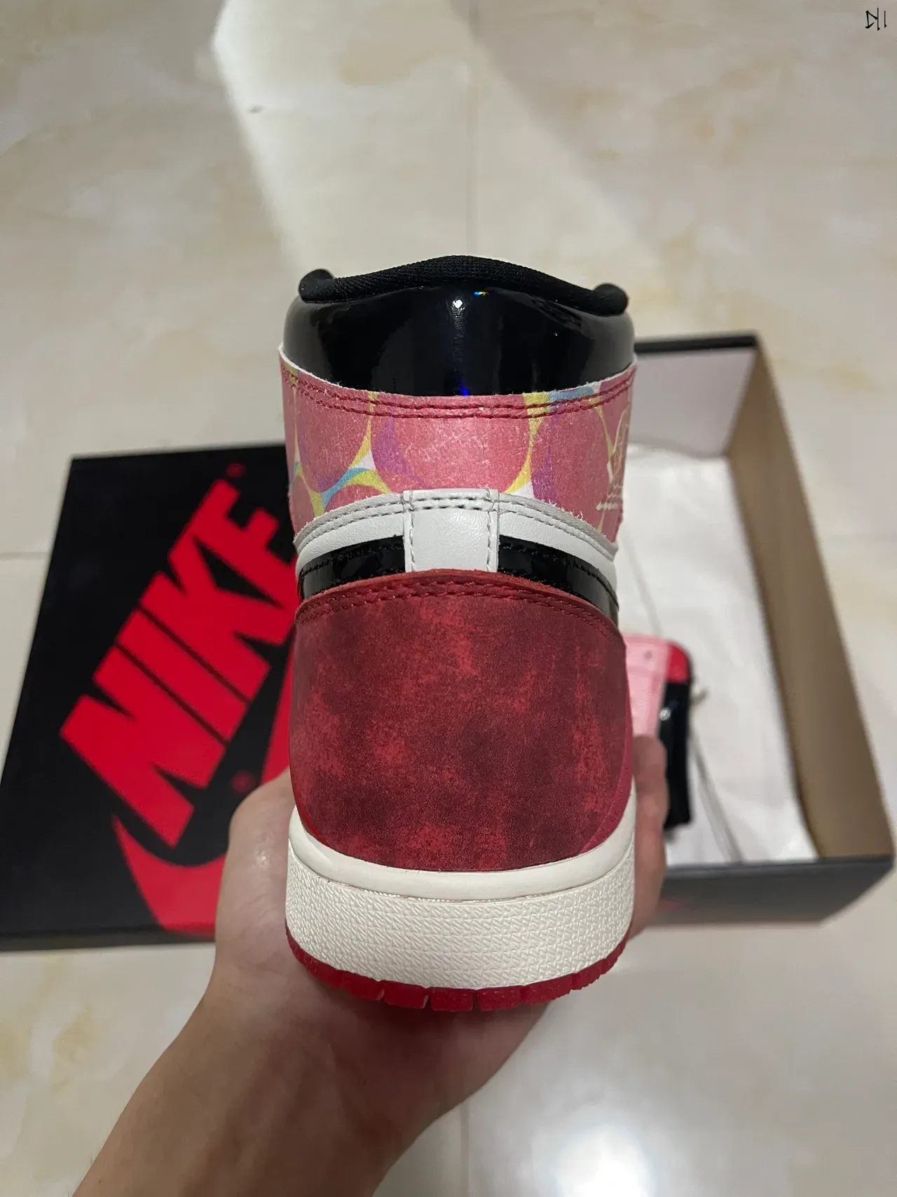 Air Jordan 1 High Multi-Material Red White Black Basketball Shoes 6