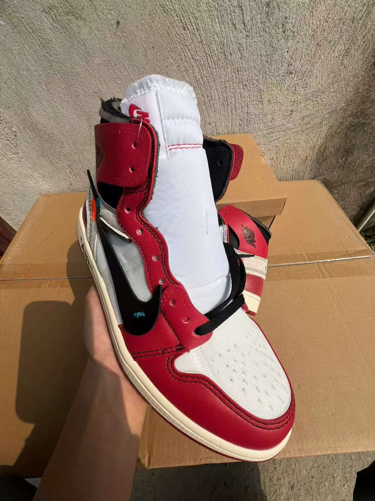 Air Jordan 1 Off-White x Nike 'University Red' Zapatillas de baloncesto deconstruidas 2