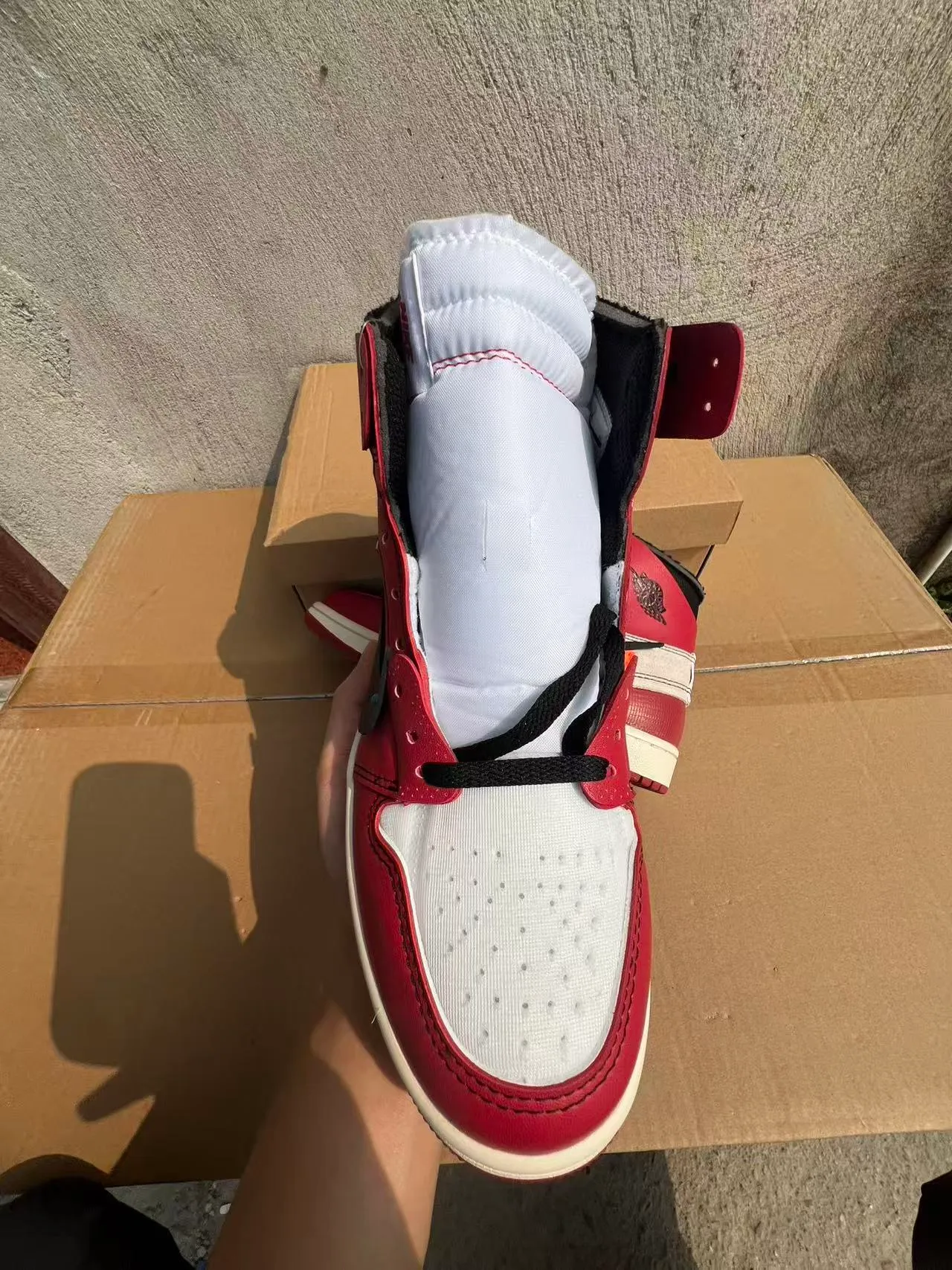 Air Jordan 1 Off-White x Nike 'University Red' Zapatillas de baloncesto deconstruidas 3