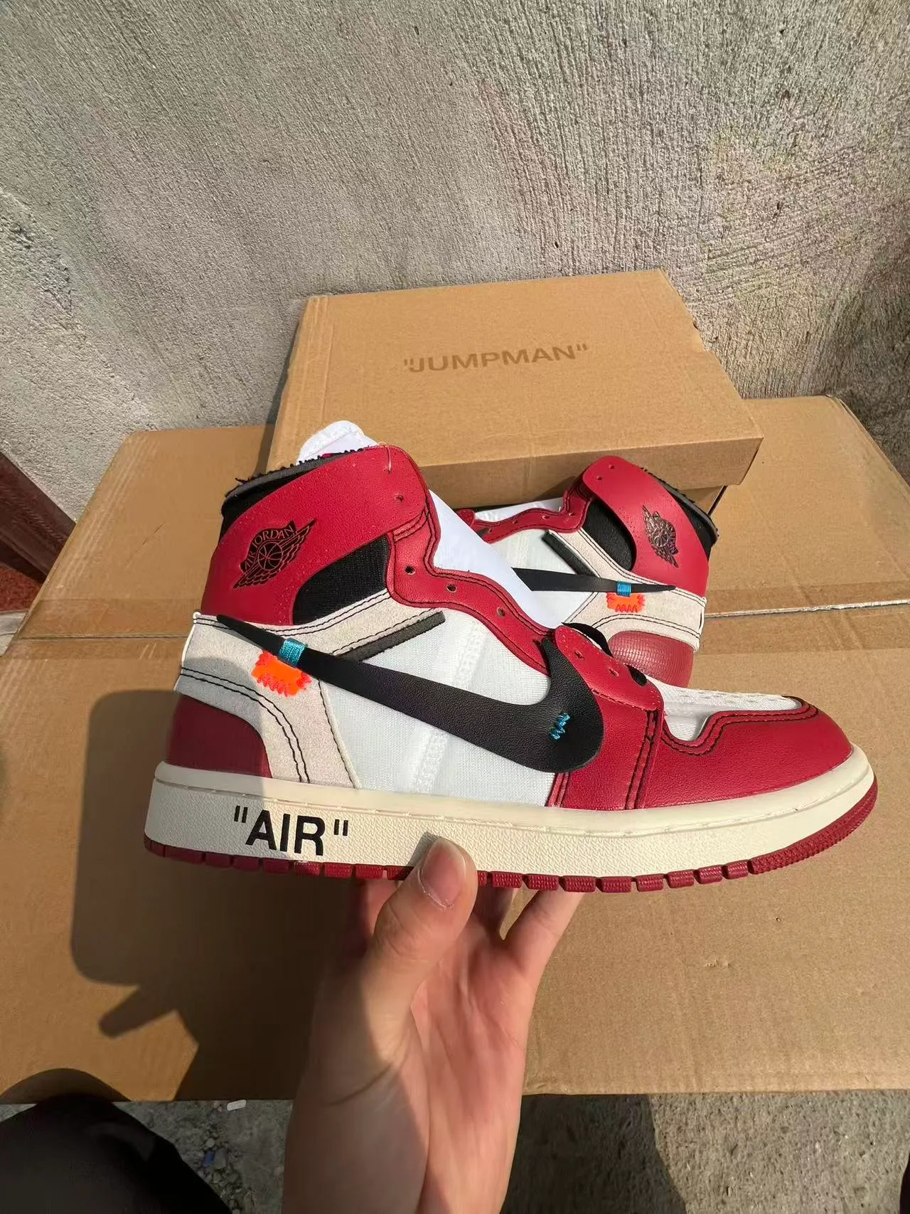 Air Jordan 1 Off-White x Nike 'University Red' Zapatillas de baloncesto deconstruidas 7