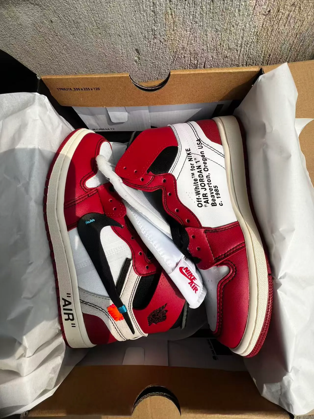 Air Jordan 1 Off-White x Nike 'University Red' Zapatillas de baloncesto deconstruidas 9